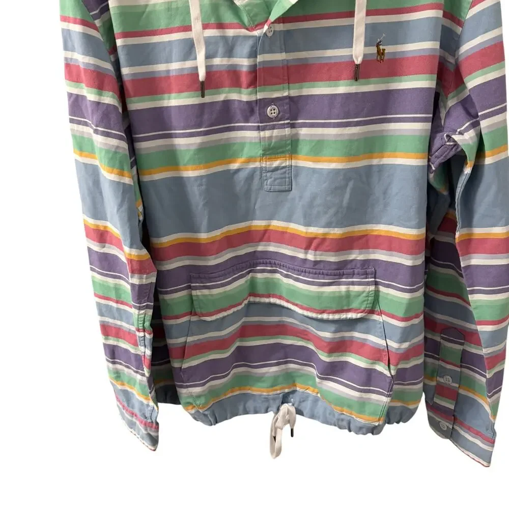 POLO RALPH LAUREN MEN'S STRIPED COLOR BLOCK BEACH HOODIE SIZE XXL